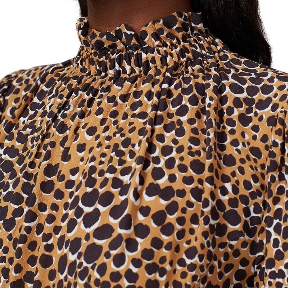SEA New York Leopard Print Louise Midi Dress Black Brown 8 Party Work Animal - Picture 4 of 11